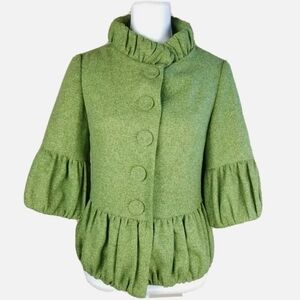 Mac and Jac Blazer Jacket Peplum Sleeves Green